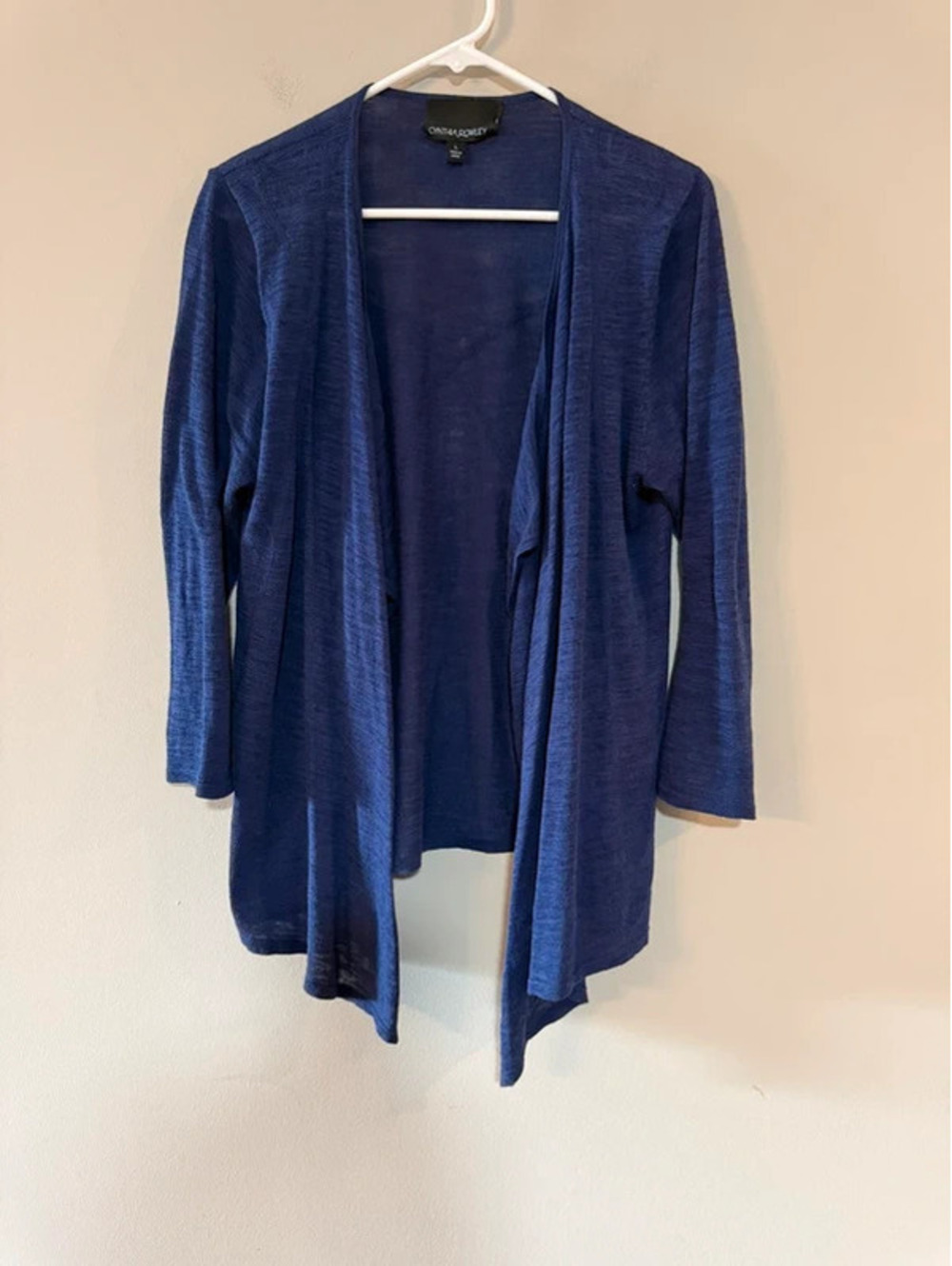 Cynthia Rowley Women’s Blue Open-Front Cardigan Size Large Cotton Rayon